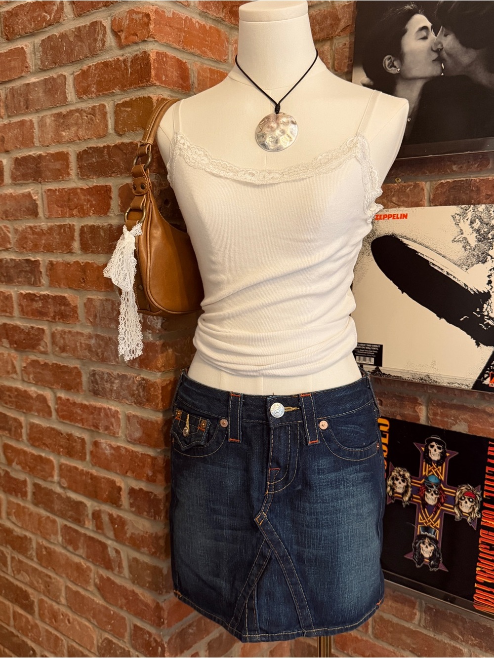 vintage true religion denim mini skirt